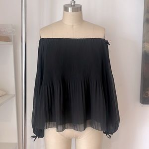 Wilfred Micro-pleated Off-Shoulder Top